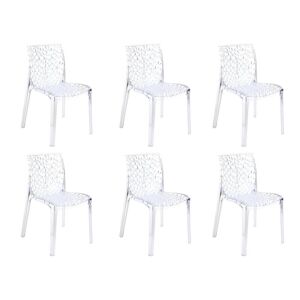 Vente-unique Lot de 6 chaises empilables DIADEME - Polycarbonate plein - Cristal