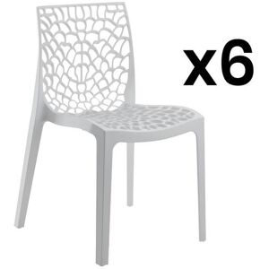 Vente-unique Lot de 6 chaises empilables DIADEME - Polypropylene - Blanc dolomite