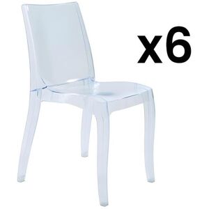 Vente-unique Lot de 6 chaises empilables LUCINDA - Polycarbonate - Cristal