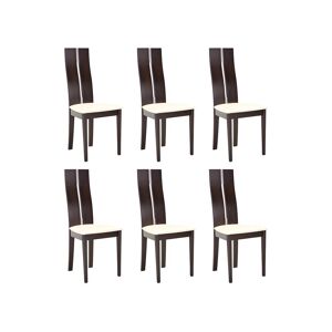 Vente-unique Lot de 6 chaises SALENA - Hêtre massif wengé