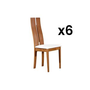 Vente-unique Lot de 6 chaises SALENA - Hetre massif coloris chene