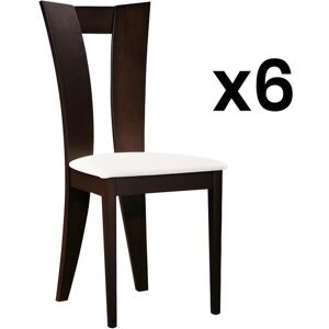 Vente-unique Lot de 6 chaises TIFFANY - Hetre massif - Coloris : Wenge et blanc