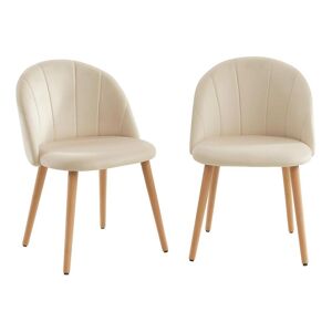 Drawer Roandola - Lot de 2 chaises en velours - Couleur - Beige