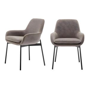 Drawer Haas - Lot de 2 fauteuils de table en tissu et metal - Couleur - Taupe