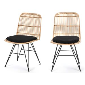 Drawer Uyuni - Lot de 2 chaises design en rotin - Couleur - Naturel