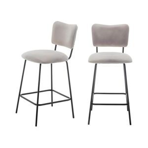 Drawer Vander - Lot de 2 chaises de bar en tissu et métal 65cm - Couleur - Beige