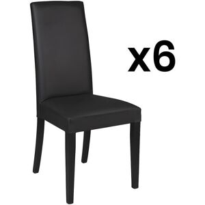 Vente unique Lot de 6 chaises TACOMA Simili noir pieds noirs