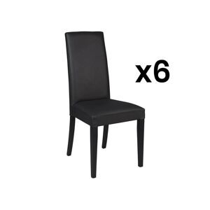 Vente-unique Lot de 6 chaises TACOMA - Simili noir & pieds noirs