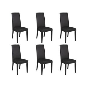 Vente-unique Lot de 6 chaises TACOMA - Simili noir & pieds noirs