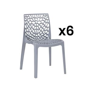 Vente-unique Lot de 6 chaises empilables DIADEME - Polypropylene - Gris clair