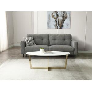 Vente-unique Table basse en ceramique et acier - Effet marbre blanc et Dore - AJANIA