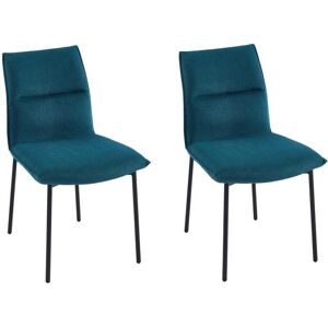 Vente-unique Lot de 2 chaises en tissu et métal noir - Bleu - ETIVAL