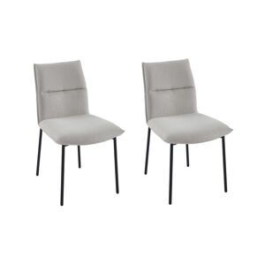 Vente-unique Lot de 2 chaises en tissu et metal noir - Creme - ETIVAL