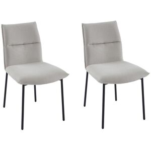 Vente-unique Lot de 2 chaises en tissu et metal noir - Creme - ETIVAL