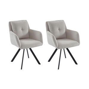 Maison Céphy Lot de 2 chaises avec accoudoirs en tissu et métal noir - Crème - ZOLEVY de Maison Céphy