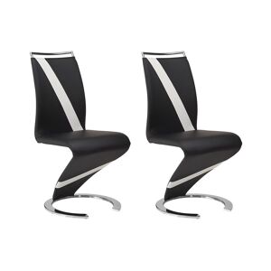 Vente-unique Lot de 2 chaises TWIZY - Simili noir & blanc
