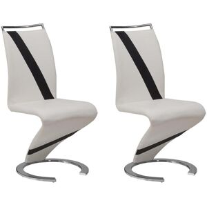 Vente-unique Lot de 2 chaises TWIZY - Simili blanc & noir