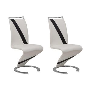 Vente-unique Lot de 2 chaises TWIZY - Simili blanc & noir