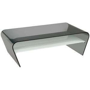 Vente-unique Table basse - Verre trempe noir - Tablette blanche laquee - KELLY