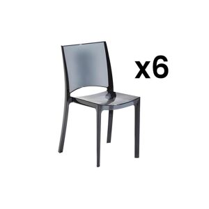 Vente unique Lot de 6 chaises empilables HELLY Polycarbonate plein Gris ardoise
