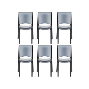 Vente-unique Lot de 6 chaises empilables HELLY - Polycarbonate plein - Gris ardoise