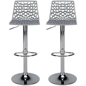 Vente unique Lot de 2 Tabourets de bar CLARK Polypropylene Gris perle