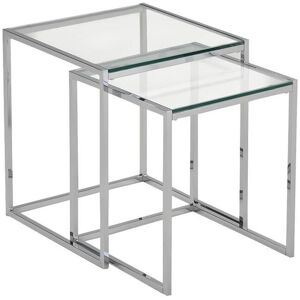 Vente-unique Tables basses gigognes ZURIA - Verre trempé & métal chromé