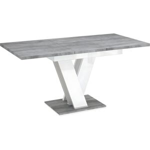 Habitat et jardin Table repas extensible Masiv - 120/160 x 80 x 75 cm - Beton/Blanc brillant