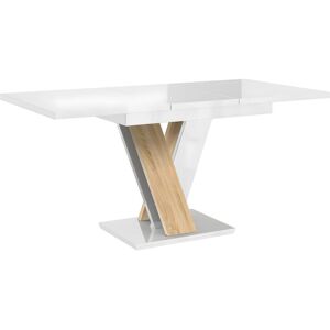 Habitat et jardin Table repas extensible Masiv - 120/160 x 80 x 75 cm - Blanc brillant/Sonoma