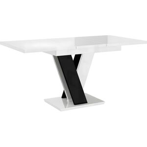 Habitat et jardin Table repas extensible Masiv - 120/160 x 80 x 75 cm - Blanc brillant/Noir brillant