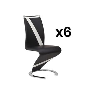 Vente-unique Lot de 6 chaises TWIZY - Simili noir & blanc