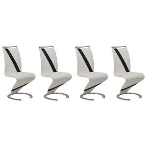 Vente-unique Lot de 4 chaises TWIZY - Simili blanc & noir