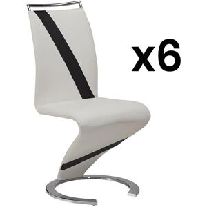 Vente-unique Lot de 6 chaises TWIZY - Simili blanc & noir