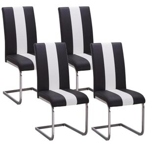 Vente-unique Lot de 4 Chaises en simili TRINITY de Pascal MORABITO - Simili - Noir & blanc