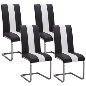 Vente-unique Lot de 4 Chaises en simili TRINITY de Pascal MORABITO - Simili - Noir & blanc