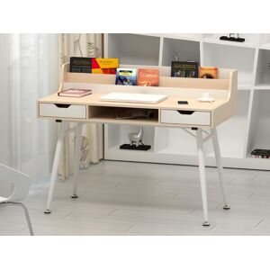 Vente-unique Bureau LARCOS avec rangements - MDF - Chêne & Blanc