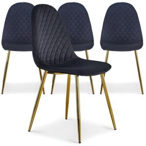 Les Tendances Lot de 4 chaises matelassees Norway Velours Noir