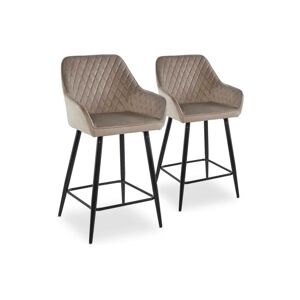 Les Tendances Lot de 2 chaises de bar Veronika Velours Taupe