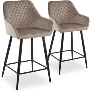 Les Tendances Lot de 2 chaises de bar Veronika Velours Taupe