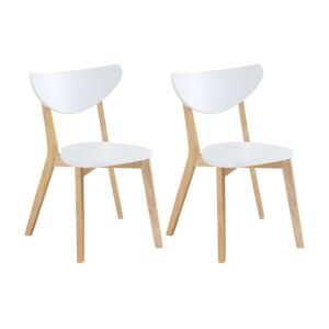 Vente-unique Lot de 2 chaises CARINE - Hévéa massif et MDF - Blanc