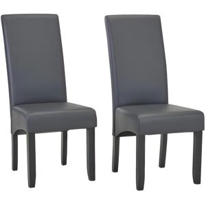 Vente unique Lot de 2 chaises ROVIGO Simili gris mat Pieds bois noir