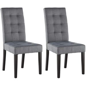 Vente-unique Lot de 2 chaises VILLOSA - Tissu gris & Pieds bois noir