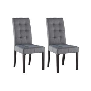 Vente-unique Lot de 2 chaises VILLOSA - Tissu gris & Pieds bois noir - Publicité