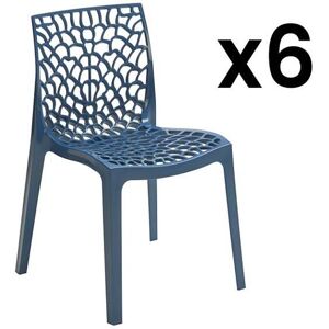 Vente unique Lot de 6 chaises empilables DIADEME Polypropylene Bleu prusse