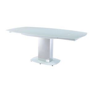 Vente-unique Table à manger extensible TALICIA - Verre trempé & métal - 6 à 8 couverts - Coloris Blanc