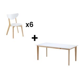 Vente-unique Ensemble table + 6 chaises - CARINE - Blanc