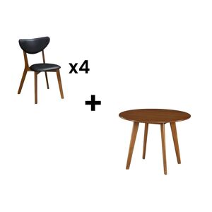 Vente unique Ensemble table 4 chaises LISETTE Noyer et Noir