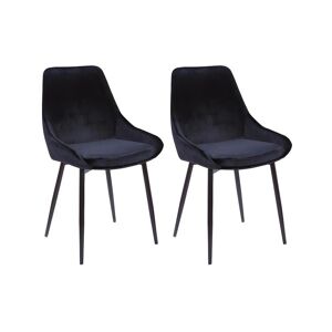 Vente-unique Lot de 2 chaises - Velours et métal noir - Noir - MASURIE