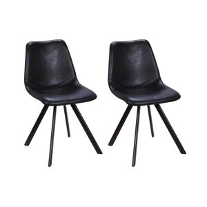 Vente-unique Lot de 2 chaises LUBINE - Simili - Noir
