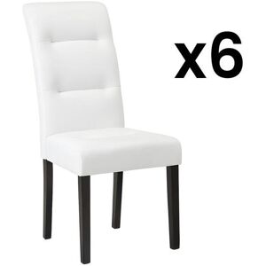 Vente unique Lot de 6 chaises TADDEO Synderme blanc Pieds bois